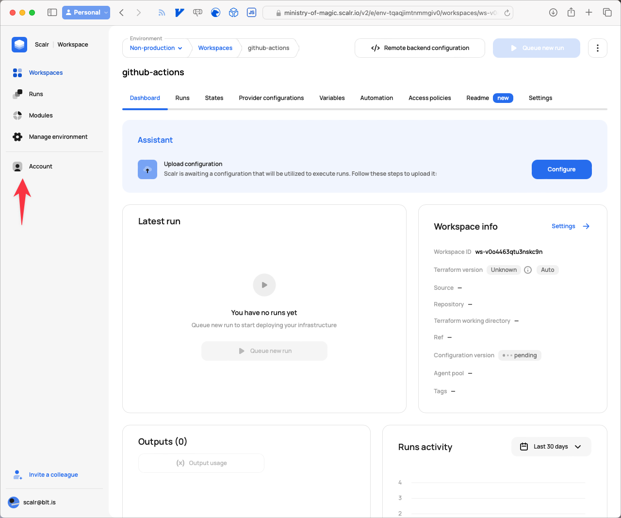 Navigating to Account in Scalr