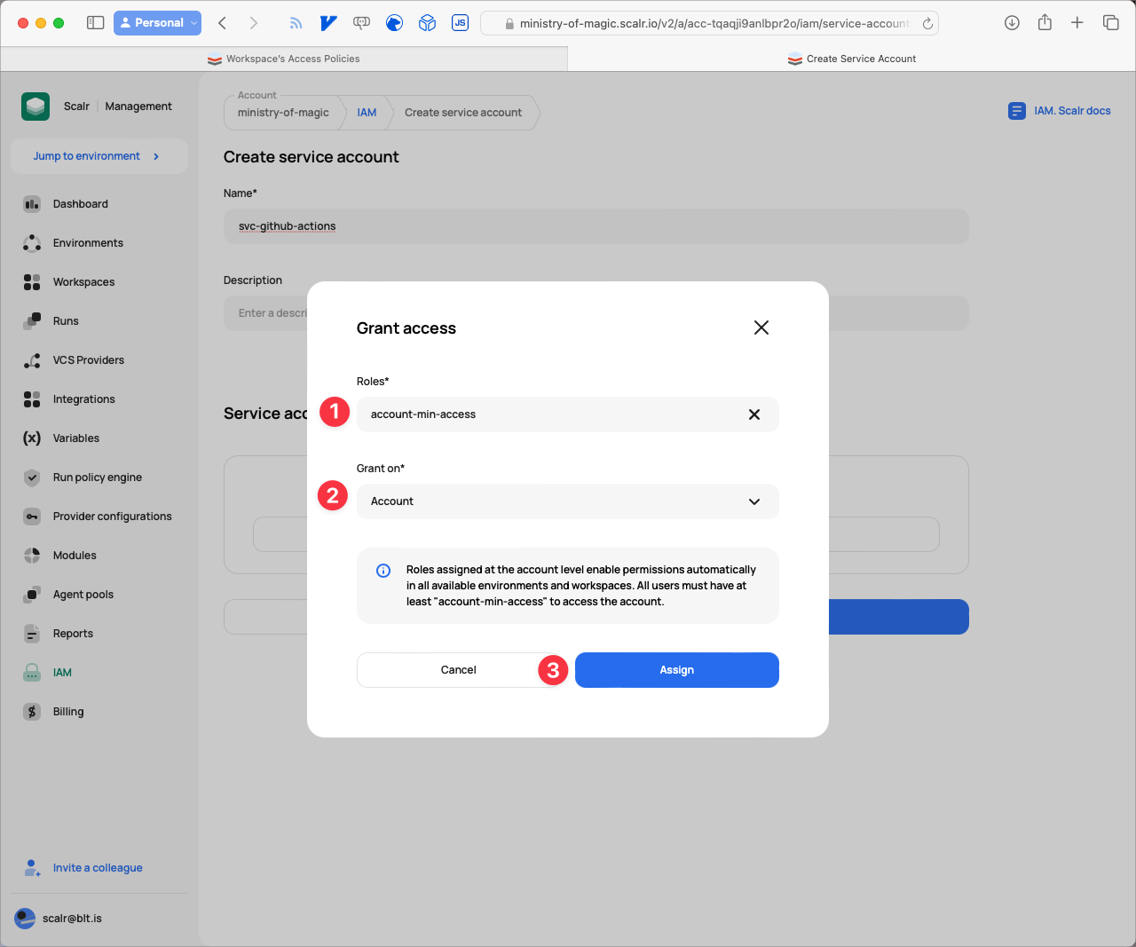 Granting account-min-access in Scalr