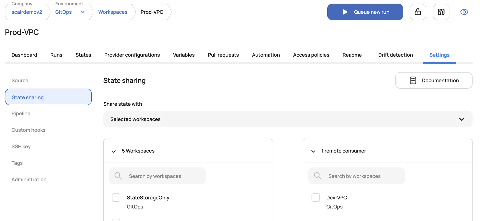Scalr remote state data source configuration